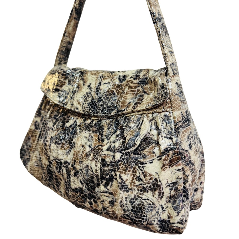Hobo International Snakeskin Print Metallic Shoulder Bag Neutral Tan - Picture 2 of 6